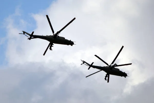 Helikoptrar Militära Helikoptrar Flyger Luften — Stockfoto