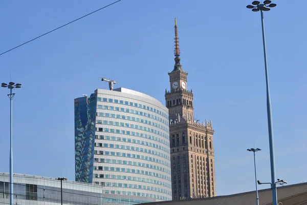 Palácio Ciência Cultura Edifício Escritórios Varsóvia Polónia — Fotografia de Stock