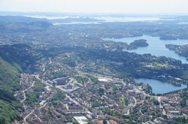 Bergen, Norveç - panorama - yukarıdan görünüm
