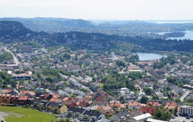 Bergen, Norveç - panorama - yukarıdan görünüm