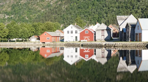 Case Legno Laerdal Norvegia — Foto Stock