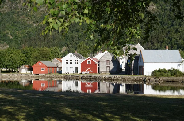 Casas Madera Laerdal Noruega — Foto de Stock