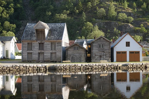 Casas Madera Laerdal Noruega — Foto de Stock