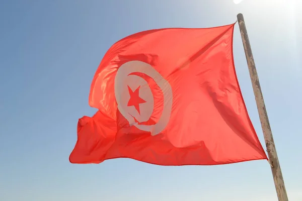 Tunézia Sky Zászlaja — Stock Fotó