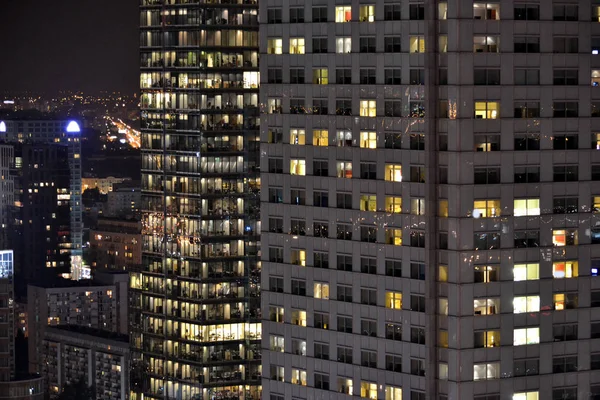 Warsaw Night Modern Apartments — Stock Photo, Image