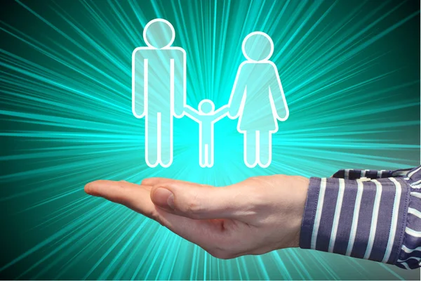 Familjens försäkring koncept, mänsklig hand — Stockfoto