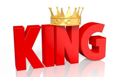 Kral kavramı - kırmızı kelime, altın taç