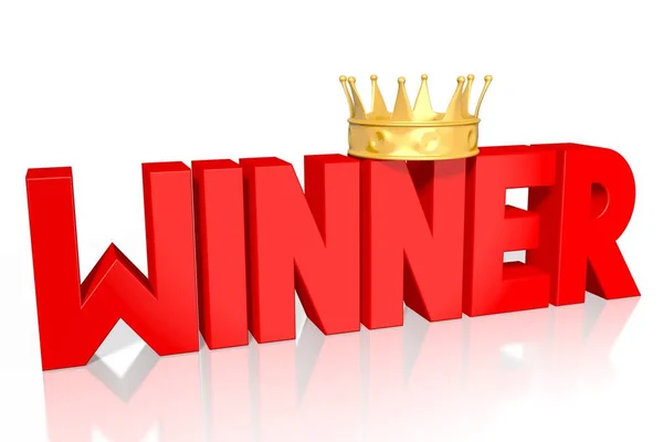 Winner concept - red word, golden crown — Stock Photo, Image