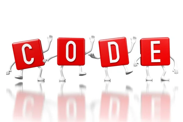 Rode Blokjes Word Code — Stockfoto