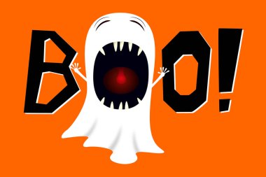 Cadılar Bayramı illüstrasyon - boo hayalet bağırarak