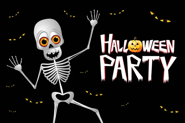 Affiche / bannière de fête d'Halloween avec un squelette — Photo