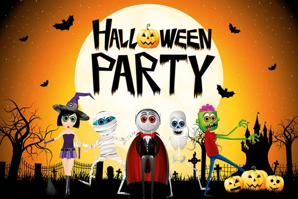 Halloween party affisch / banner - illustration — Stockfoto