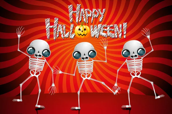Drie skelones dansen-Happy Halloween! — Stockfoto