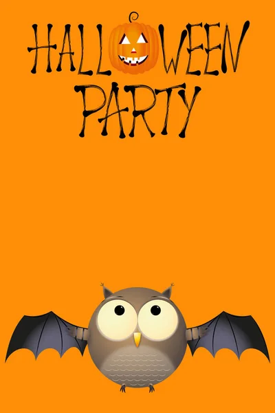 Cartel / pancarta de fiesta de Halloween con un búho — Foto de Stock