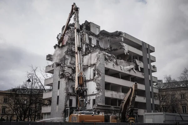 House Building Demolition Excavator Machine — Stock Photo, Image