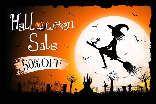 Halloween försäljning banner-50%-annons — Stockfoto