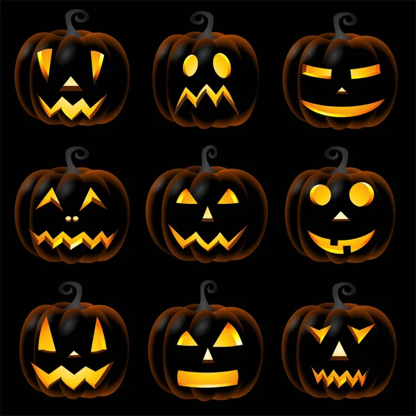 Abóboras de Halloween - Jack-o-lanternas - conjunto — Fotografia de Stock