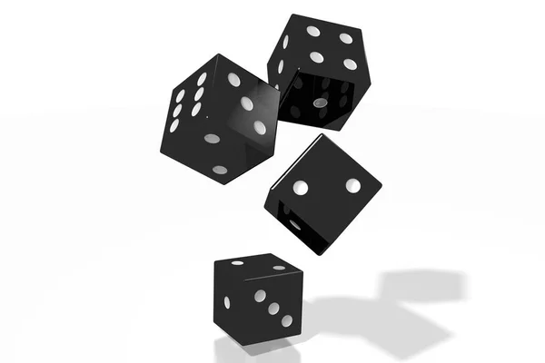 3D black dice on white background — Stock Photo, Image