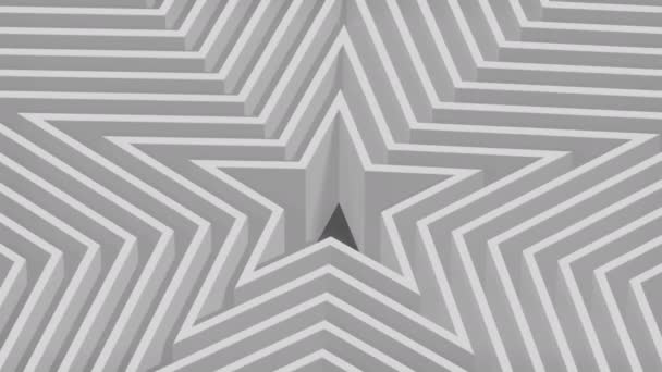 Blanco Negro Escala Grises Fondo Animación Patrón Forma Estrella — Vídeo de stock