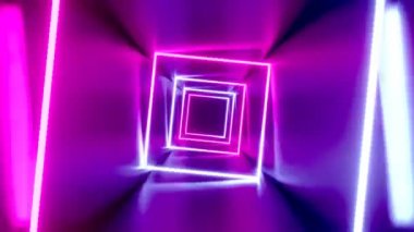 3d 4k soyut tünel / neon animasyon - dönen kareler