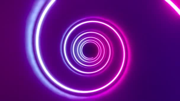 Abstract Tunnel Neon Animation Spiral Shape — Stock Video