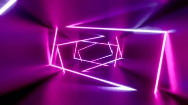 3d 4k soyut tünel / neon ışıkları animasyon, tüp