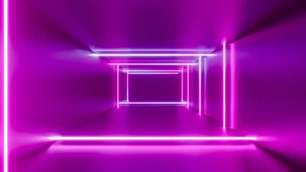 Abstrakte Tunnel Neonlichter Animation — Stockvideo