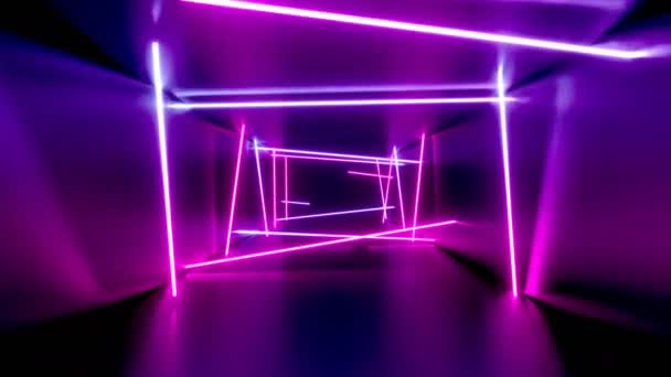 Abstrakte Tunnel Neonlichter Animation — Stockvideo