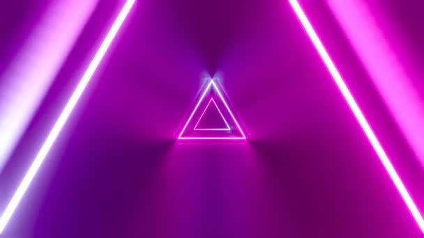 Animation Abstraite Tunnel Néon Triangles Mobiles — Video