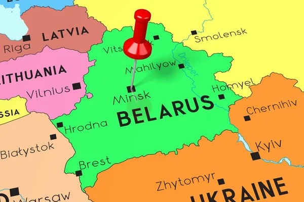 Bielorrusia, Minsk - capital, en el mapa político —  Fotos de Stock