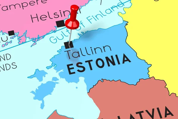 Estonie, Tallinn capitale, épinglée sur la carte politique — Photo
