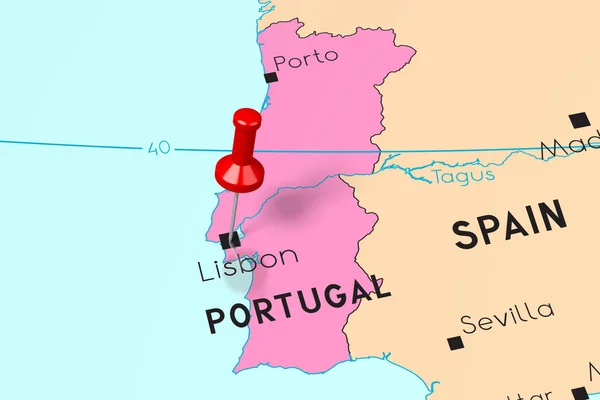 Portogallo, Lisbona - capitale, sulla mappa politica — Foto Stock