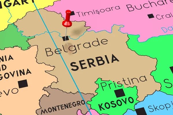 Serbia, Belgrado - capital, en el mapa político —  Fotos de Stock