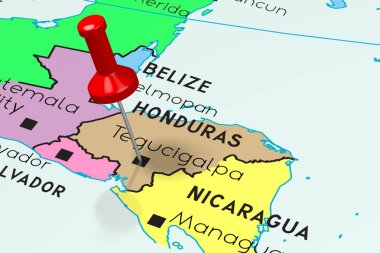 Honduras, Tegucigalpa - başkent, siyasi haritada sabitlenmiş