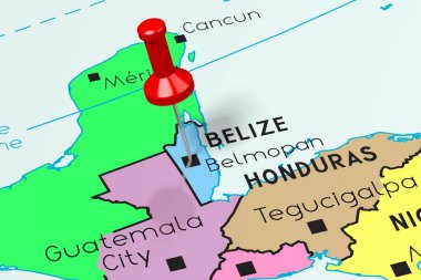 Belize, Belmopan - başkent, siyasi haritada sabitlenmiş