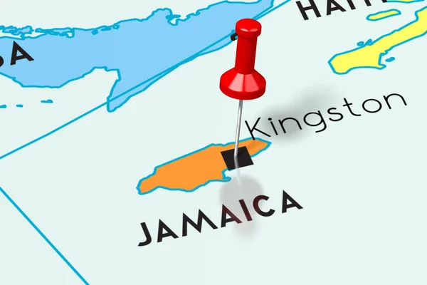 Jamaica, Kingston - capital city, pinned on political map
