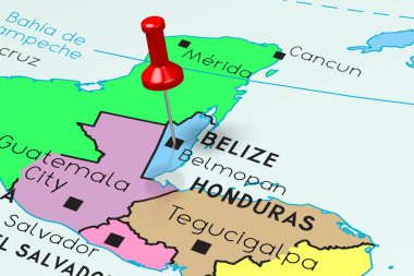 Belize, Belmopan - başkent, siyasi haritada sabitlenmiş
