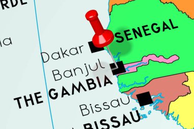 Gambiya, Banjul - başkent, siyasi haritaya sabitlenmiş