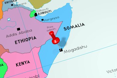Somali, Mogadişu - başkent, siyasi haritaya sabitlenmiş