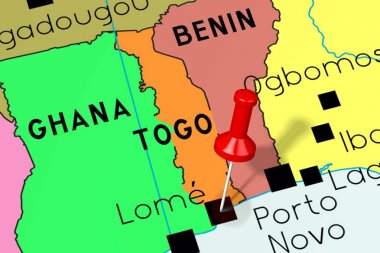 Togo, Lome - başkent, siyasi haritaya sabitlenmiş