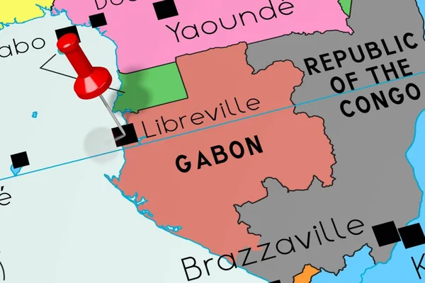Gabón, Libreville - capital, en el mapa político —  Fotos de Stock