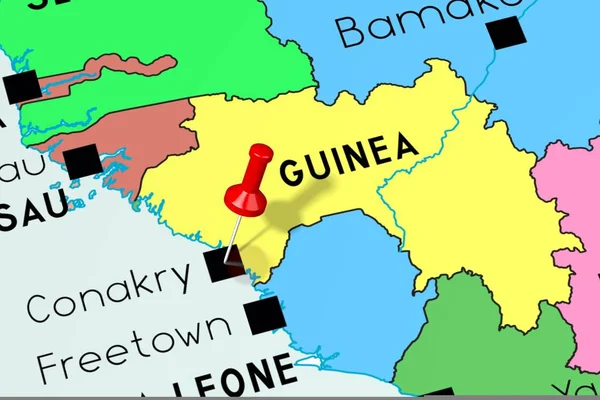 Guinea, Conakry - capital, en el mapa político —  Fotos de Stock