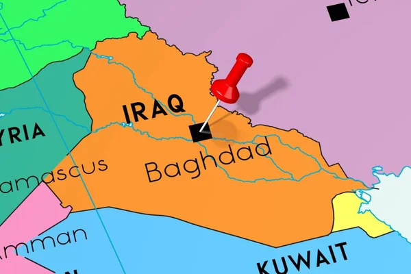 Iraque, Bagdá - capital, fixada no mapa político — Fotografia de Stock