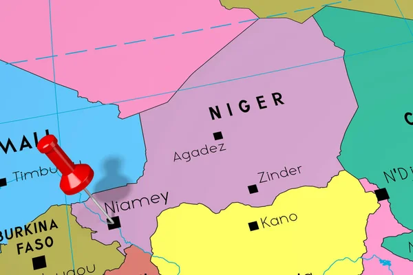 Níger, Niamey - capital, en el mapa político —  Fotos de Stock