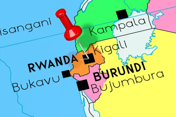 Ruanda, Kigali - capital, en el mapa político —  Fotos de Stock