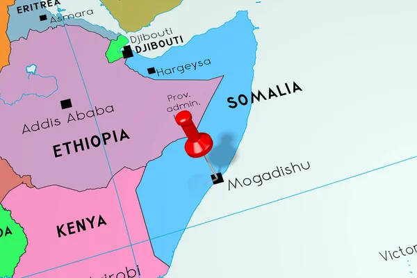 Somalia, Mogadiscio - capital, en el mapa político —  Fotos de Stock