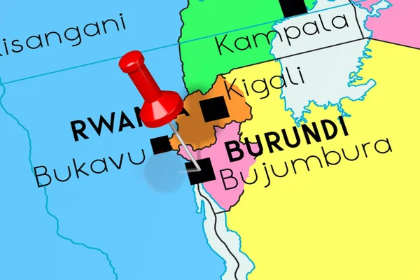Burundi, Bujumbura - capital, en el mapa político —  Fotos de Stock