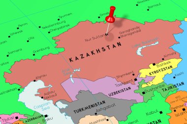 Kazakistan, Nur-Sultan - başkent, siyasi haritada yer aldı