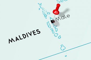 Maldivler, Erkek - başkent, siyasi haritaüzerinde sabitlenmiş