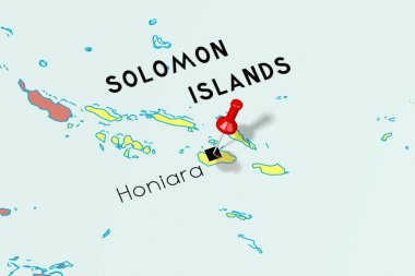 Solomon Adaları, Honiara - başkent, siyasi haritada sabitlenmiş